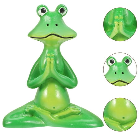 MLINS  Yoga Frog Ornament Garden Statues Decor Decoration Animal Office Green