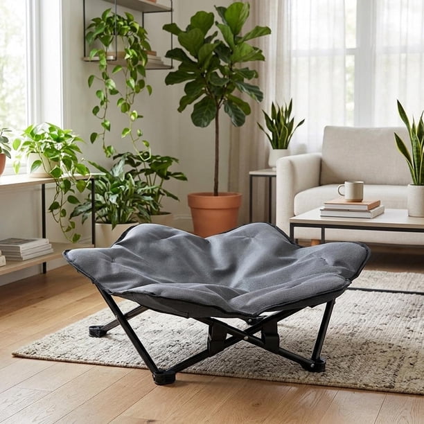 Cama plegable para perros, fácil de limpiar, cojín para mascotas, almohadilla elevada para gatos y perros, cama desmontable para mascotas para parques Gris S