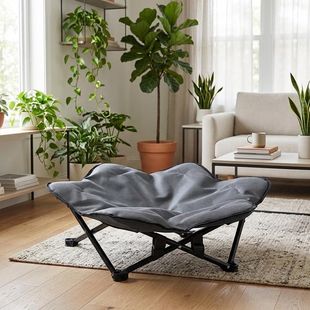 Cama plegable para perros, caseta plegable para perros, lavable, cómoda, para acampar, cama desmontable para mascotas, ideal para parques, jardines y Gris S