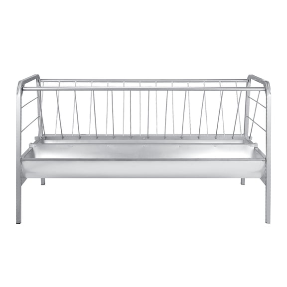 KFFKFF Livestock Hay and Grain Feeder, 2-in-1 Design, 80-Gallon Capacity, 57.9" Length, Deep Feeding Pan, Durable Steel Construction for Animal Sheds, Farms, and Barns