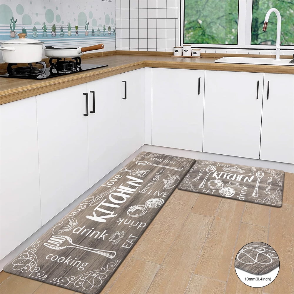 Findosom Anti Fatigue Kitchen Rug Mats Set of 2 Kitchen Runner Rug Waterproof NonSlip 0.4