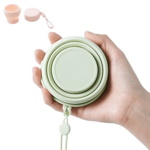 Portable Food Grade Silicone Collapsible Water Cup with Lid, Wide Mouth Retractable Travel Mug for Camping Hiking Outdoor Activities, 1Pc
