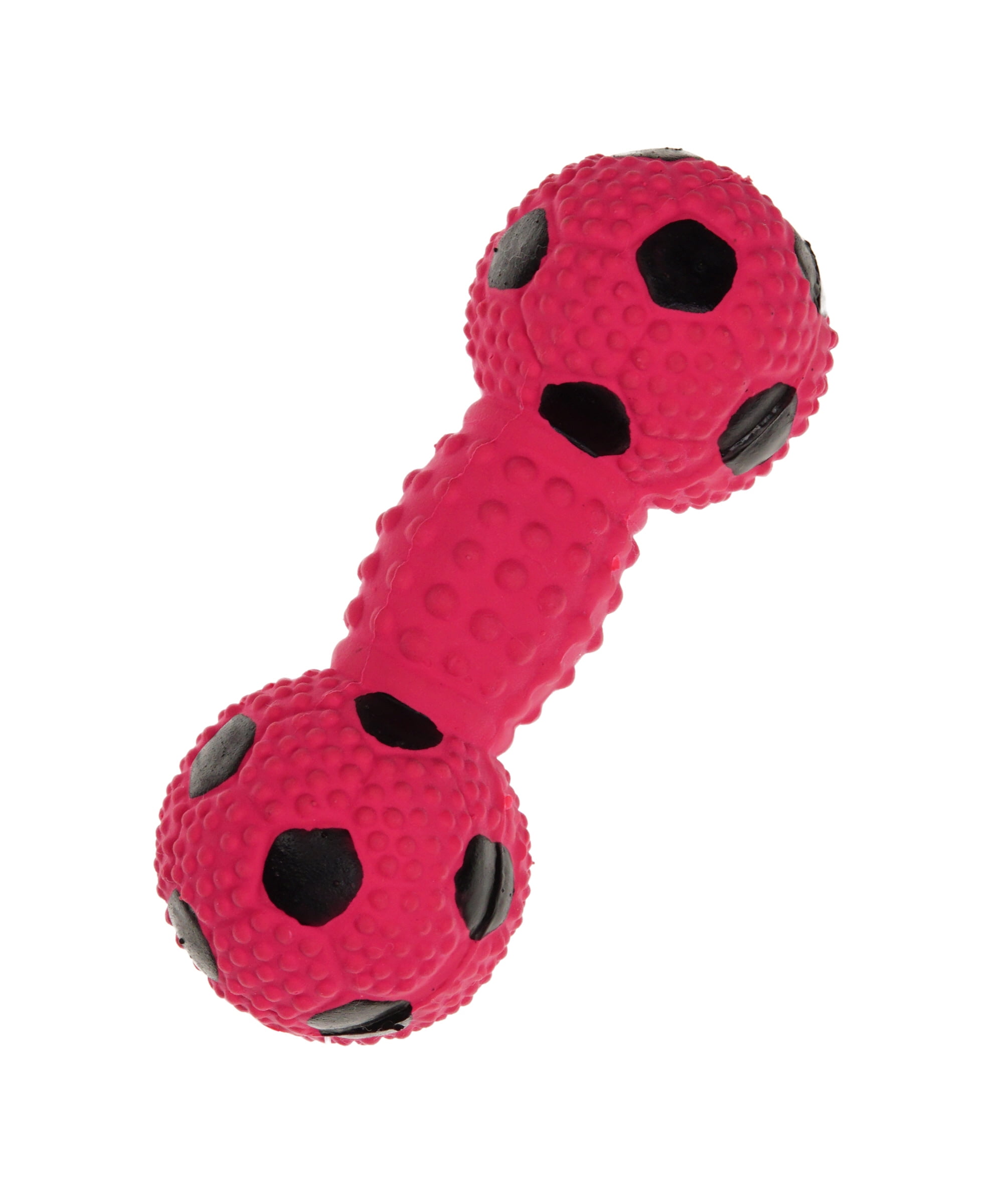 pink rubber soccer ball dumbbell toy for dogs 5.5"