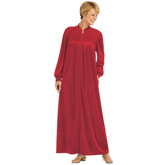 Zip-Front Velour Robe