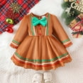 thumbnail image 2 of Robes d'Été pour Filles 4t Taille 6 Robe Pailletée pour Bébé Manches Longues Nœud Papillon Robe de Fête d'Hiver avec Col Rond Élégante Marron 12-18 Mois, 2 of 7