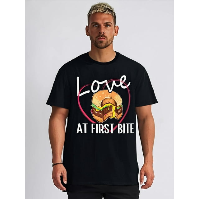 Camiseta divertida de hamburguesas con queso para San Valentín, ideal para adultos, hombres, mujeres, adolescentes, jóvenes y para el tiempo libre.