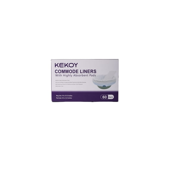 Kekoy Commode Liners with Absorbent Pads 60 Pack, Bedside Commode Liners, Lavender Scented Commode Bags, Disposable Potty Liners Universal Fit for Home & Hospital
