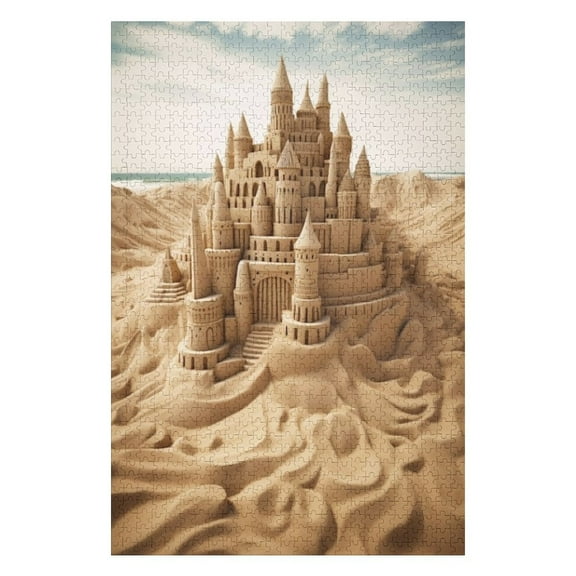 Puzzles for Adults 300 Pieces - Beautiful Sand Castle Beach Funny Puzzles Challenging Brain Exercise, for Puzzle Lovers Gift