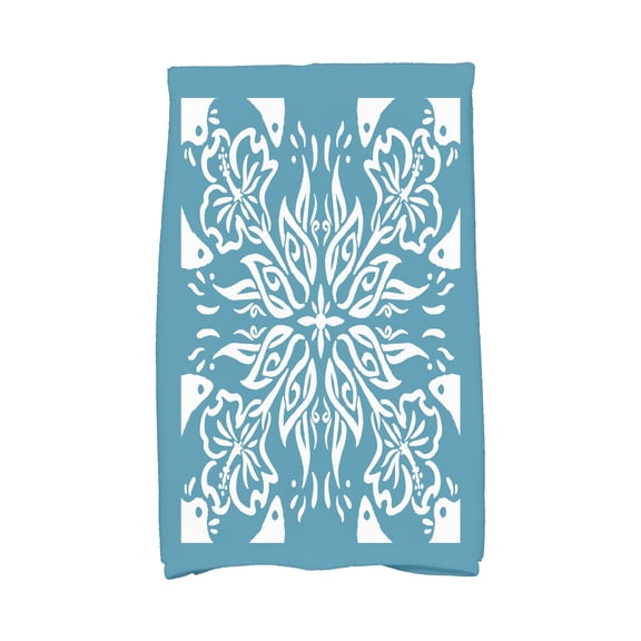 Simply Daisy, 16 x 25 Inch, Cuban Tile 3, Geometric Print Kitchen Towel, Teal