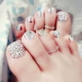 thumbnail image 1 of IKemiter 24 Pcs/Set Fashion Foot False Nail Tips Toe Art Tool Glitter Rhinestone Women Ladies Fake Toes Nails, 1 of 6