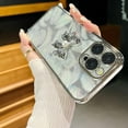 thumbnail image 3 of 3D Bow Pearl Feather Yarn Hard Phone Case Compatible with iPhone Case (Silver,iPhone 14 Pro), 3 of 6