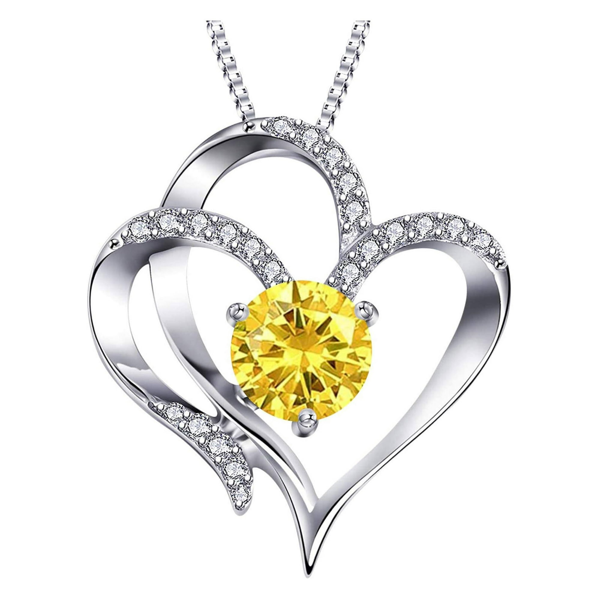 ZZkhGO Birth Month Birthstone Heart Necklace, Alloy Pendant Gift