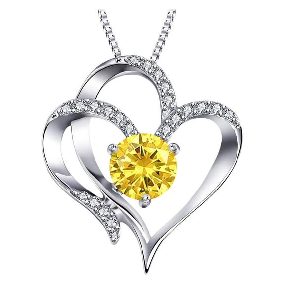 Mother's Day Gifts Moocorvic Necklace Birth Month Birthstone Necklace For Women , Alloy Heart Necklace Pendant Mother Necklace Birthday Jewelry Gifts