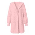 thumbnail image 6 of Women's Hooded Cardigan Jacket Long Loose Open Front Fleece Coat Fall Winter Cable Knit Causal Jacket, M, 6 of 6