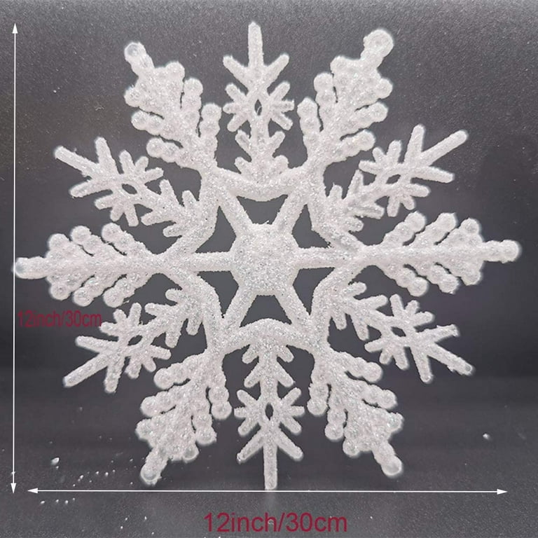 5 Pieces Plastic White Snowflake Ornaments Christmas Snowflakes