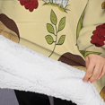 thumbnail image 3 of Oversized Wearable Blanket Hoodie,Colorful Mushroom Berry Leaf Beige Pattern Sherpa Blanket Hoodie with Super Pockets,Super Warm Fuzzy Pullover for Women & Men, 3 of 6