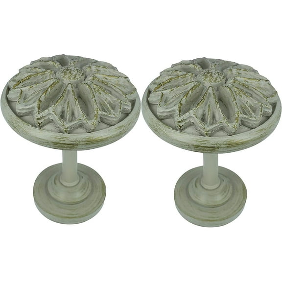 MERIVILLE Set of 2 Petal Window Drapery Medallion Holdbacks, Curtain Tiebacks, Wall Hook, Tassel Holder, French White