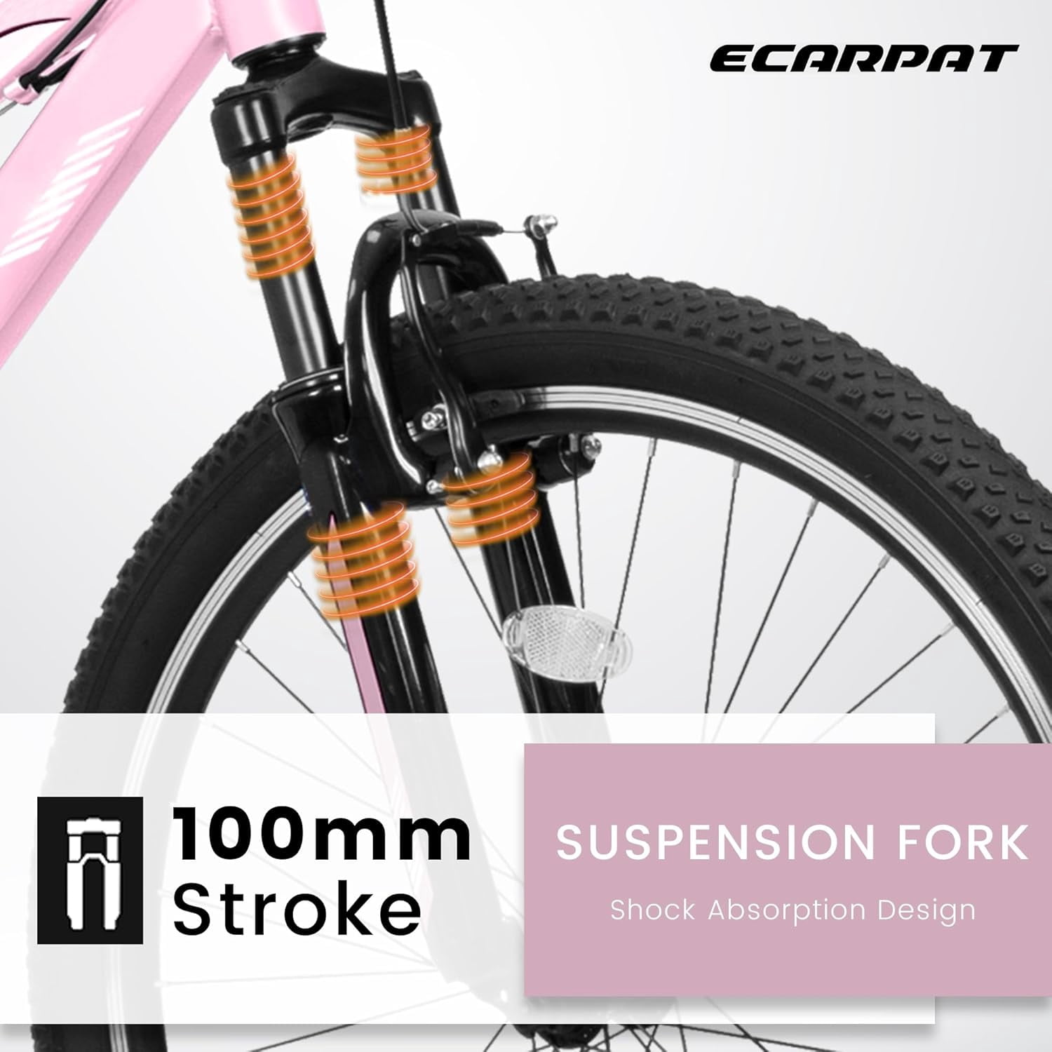 24Inch Mountain Bike for Women Girls, 21-Speed Mountain Bicycle with V-Brakes and Front Fork Suspension, Carbon Steel Frame for Teenagers Aged 12 and up, Pink