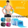 thumbnail image 2 of 2/4/6Rolls Waterproof Breathable Kinesiology Tape, Athletic Elastic Kneepad Muscle Pain Relief Knee Taping for Gym Fitness Running Tennis Swimming, 2 of 8