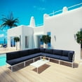 thumbnail image 3 of Modway Harmony 8 Piece Outdoor Patio Aluminum Sectional Sofa Set in White Navy, 3 of 8
