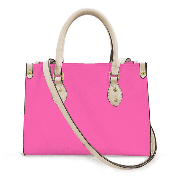 Purse Tote Bag for Women Leather Handbag, Satchel Shoulder Crossbody Top Handle Bags for Work Travel, Hot Pink, WHITE