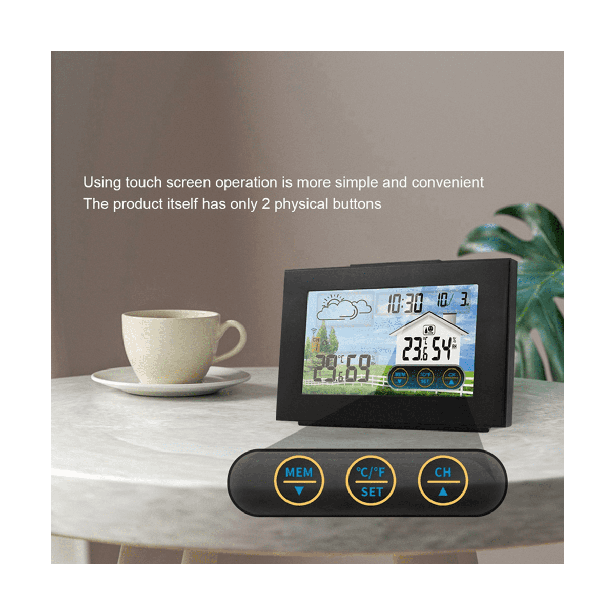 With Sensor Color Touch Screen Alarm Clock Wireless Weather Station Forecast Indoor Outdoor Thermometer Hygrometer