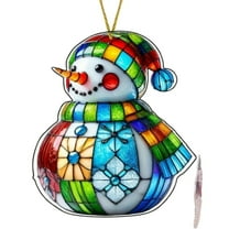 Snowman Acrylic Hanging Ornament for Home Decoration, Flat Design for Windows and Porches, Whimsical Holiday Decor