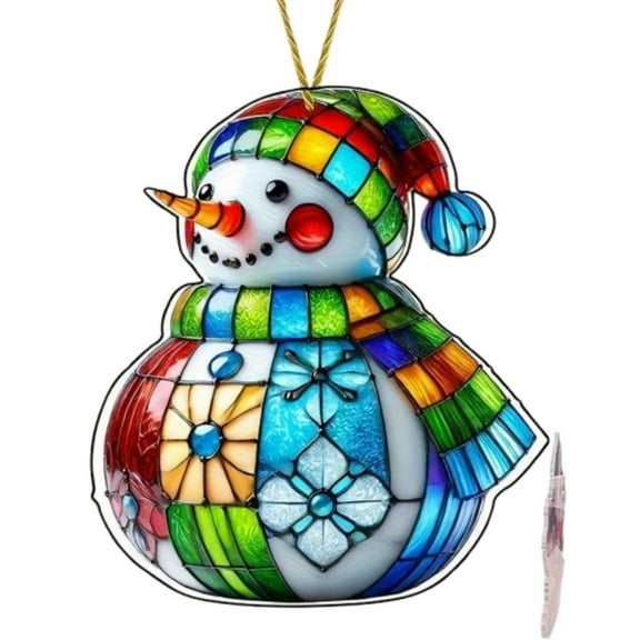 HaoXun Snowman Christmas Acrylic Flat Hanging Ornament - Window Door Hanging Decor for Home Christmas Tree Porch Xmas Holiday Home Party Decorations