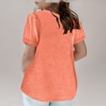 thumbnail image 4 of Jinhomg Plus Size Shirts for Girls Loose Fit Casual Solid Spring Summer Tops Lightweight Comfy Long Sleeve V-Neck Hide Belly Pullovers Orange, 4 of 8