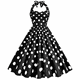 thumbnail image 3 of Vestido vintage sin mangas de los años 50 y 60 para mujer, vestido vintage con lunares y flores de los años 50 para fiesta de graduación, Halloween y rockabilly, 3 of 5