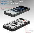 thumbnail image 2 of Compatible with iPhone 16e with Sliding Cover Lens Protection & Kickstand, Built-in 360° Rotate Ring Stand Magnetic Card Slot Hybrid Cover Case for iPhone 16e, White+Black, 2 of 9