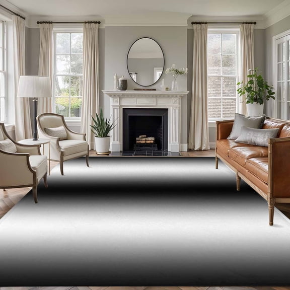 Area Rug 5'x7', Black White Non-slip Runner Rug Carpet for Bedside, Gradient Gray Monochrome Minimalist Stripe Washable Outdoor Indoor Area Rugs Mat for Entryway/Living Room/Bedroom/Kitchen/Office