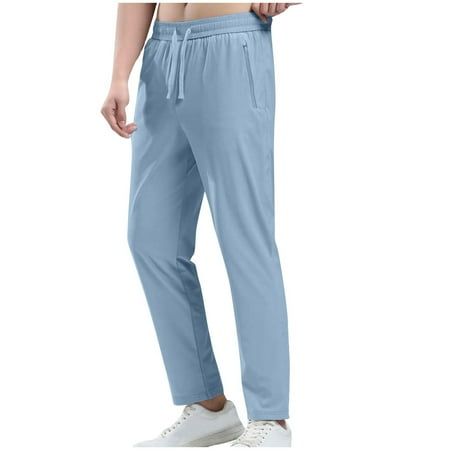 KeShDi Work Pants For Men Golf Pants Men Straight Leg Sweatpants Men s Hiking Running Pants Outdoor Sports Breathable Zipper Pockets Athletic Work Pants Full Length Pants Light Blue M