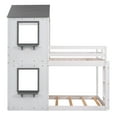 thumbnail image 2 of Bellemave House Bunk Bed, Wood Twin Over Twin Bunk Bed with Roof, Floor Bunk Bed with Ladder for Teen, No Box Spring Needed (Grey+White), 2 of 9