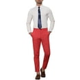 thumbnail image 2 of INSPIRE CHIC Men's Plaid Slim Fit Flat Front Dress Pants with Pockets 32 Red Black, 2 of 6