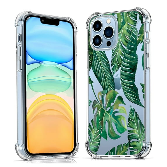 Jungle Leaves Clear Case for iPhone 11 Pro Max,Aesthetic Art Design Case for Men Women,Unique Soft Transparent TPU Bumper Case Cover
