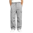 thumbnail image 2 of Boys Cargo Sweatpants Teen Casual Relaxed Fit Joggers with Multi-Pockets Elastic Waist Drawstring Lightweight Tactical Pants for Hiking School, 2 of 7