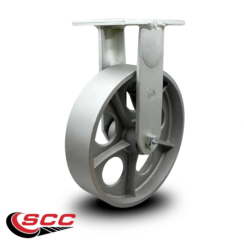 12 Inch Extra Heavy Duty Semi Steel Cast Iron Wheel Rigid Top Plate Caster SCC