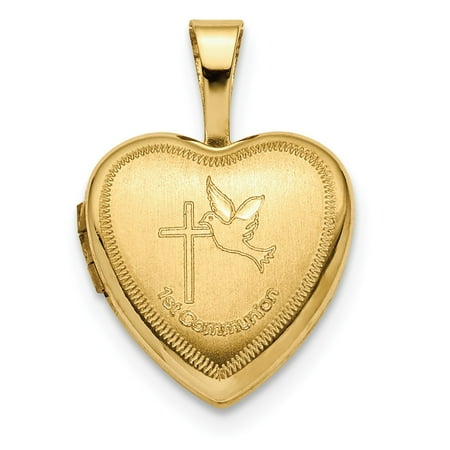 Roy Rose Jewelry 14k Yellow Gold 12mm 1st Communion Heart Locket