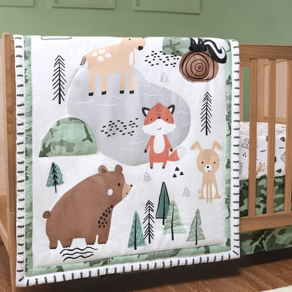 The Peanutshell Ensemble de Literie de Bassinette pour Bébé 3 Pcs pour Garçons - Ensemble de Lit pour Nouveau-Né, Nourrisson et Tout-Petit avec Drap-Housse de Bassinette, Volant Anti-Poussière Confortable