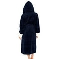 thumbnail image 5 of Sanviglor Women Fuzzy Plush Bathrobe Long Sleeve Sherpa Robes Hooded Sleepwear Loose Dressing Gown Lounge Fleece Robe Navy Blue S, 5 of 7