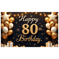 thumbnail image 2 of Decorative Design Happy 80th Birthday Golden Theme Balloon Decoration Celebration Banner for Birthday Party Senior Celebration Indoor Decoration, 2 of 8