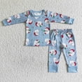 thumbnail image 2 of Ropa de dormir de Papá Noel para niños, conjunto de manga larga, pantalones de puntos azules, ropa de dormir infantil, venta al por mayor, 2 of 2