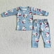 thumbnail image 2 of Venta al por mayor de ropa de dormir para niños pequeños de Navidad de Papá Noel, conjunto de manga larga para niños, pantalones de puntos azules, traje para chico, pijamas infantiles, 2 of 2