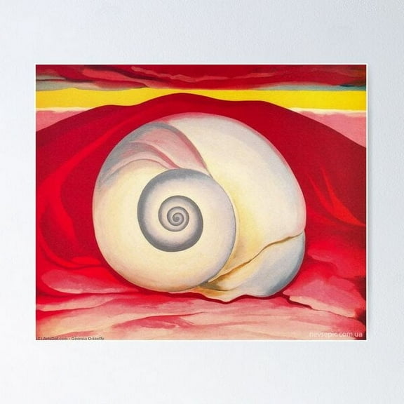 Red Hill And White Shell Art By Georgia O'Keeffe Classic Poster Poster Wall Art, Modern Wall Decor For Living Room Bedroom, 8x12 UNFRAMED