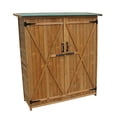thumbnail image 4 of YYAo Outdoor Storage Shed with Double Doors, Wooden Garden Tool, 63.8" x 55.1" x 19.7", Natural, 4 of 16