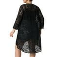 thumbnail image 3 of Agnes Orinda Women's Plus Size Lace Floral 3/4 Sleeve Sheer Casual Nylon Cardigans 1X Black, 3 of 7