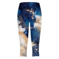 thumbnail image 5 of vigerkar Womens Capris Leggings for Summer Printed Tummy Control Knee Length Slim Fit Yoga Cropped Workout Pants Navy, 5XL, 5 of 5