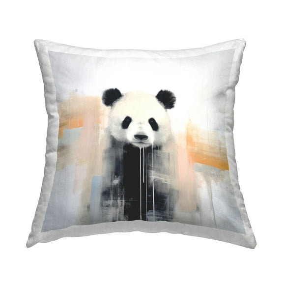 Stupell Industries Abstract Panda Bear Decorative Printed Throw Pillow, 18 x 18