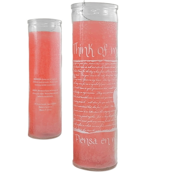 7 Day Candle Think of Me - Alleged Piensa en mi Pink Glass Jar Candle